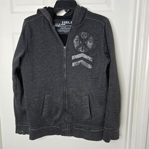 Helix Kids Gray Full Zip‎ Hoodie US DIV 75 Graphic Front & Back XL (14)